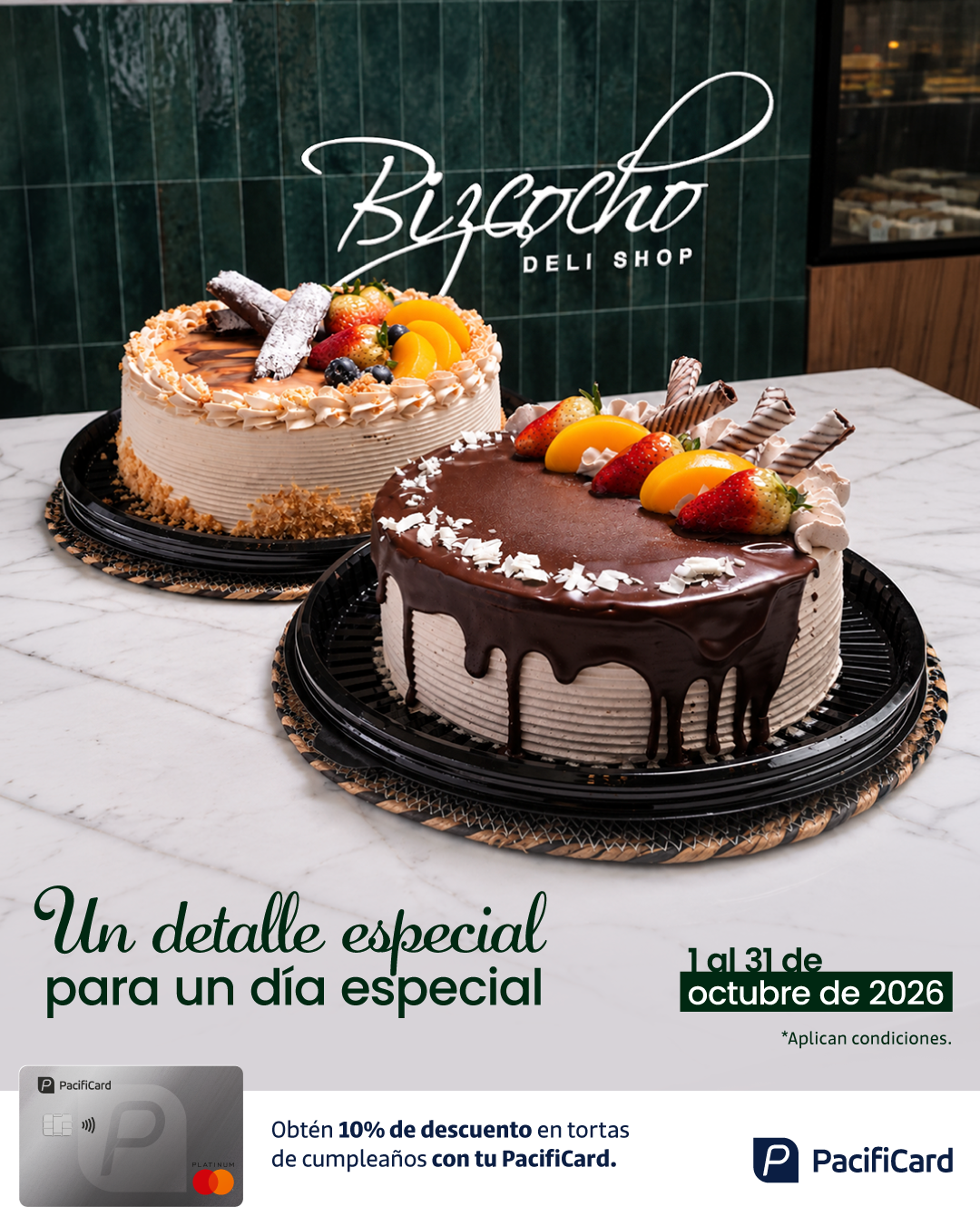Celebra tu cumpleaños con el sabor irresistible de Bizcocho Deli Shop y un descuento exclusivo 🎉