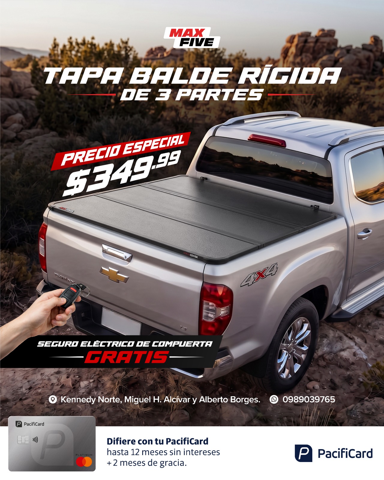 En Max Five difiere tus llantas hasta 12 meses sin intereses con PacifiCard.