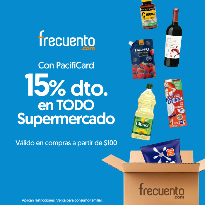 En Frecuento.com 15% de descuento en todo Supermercado.
