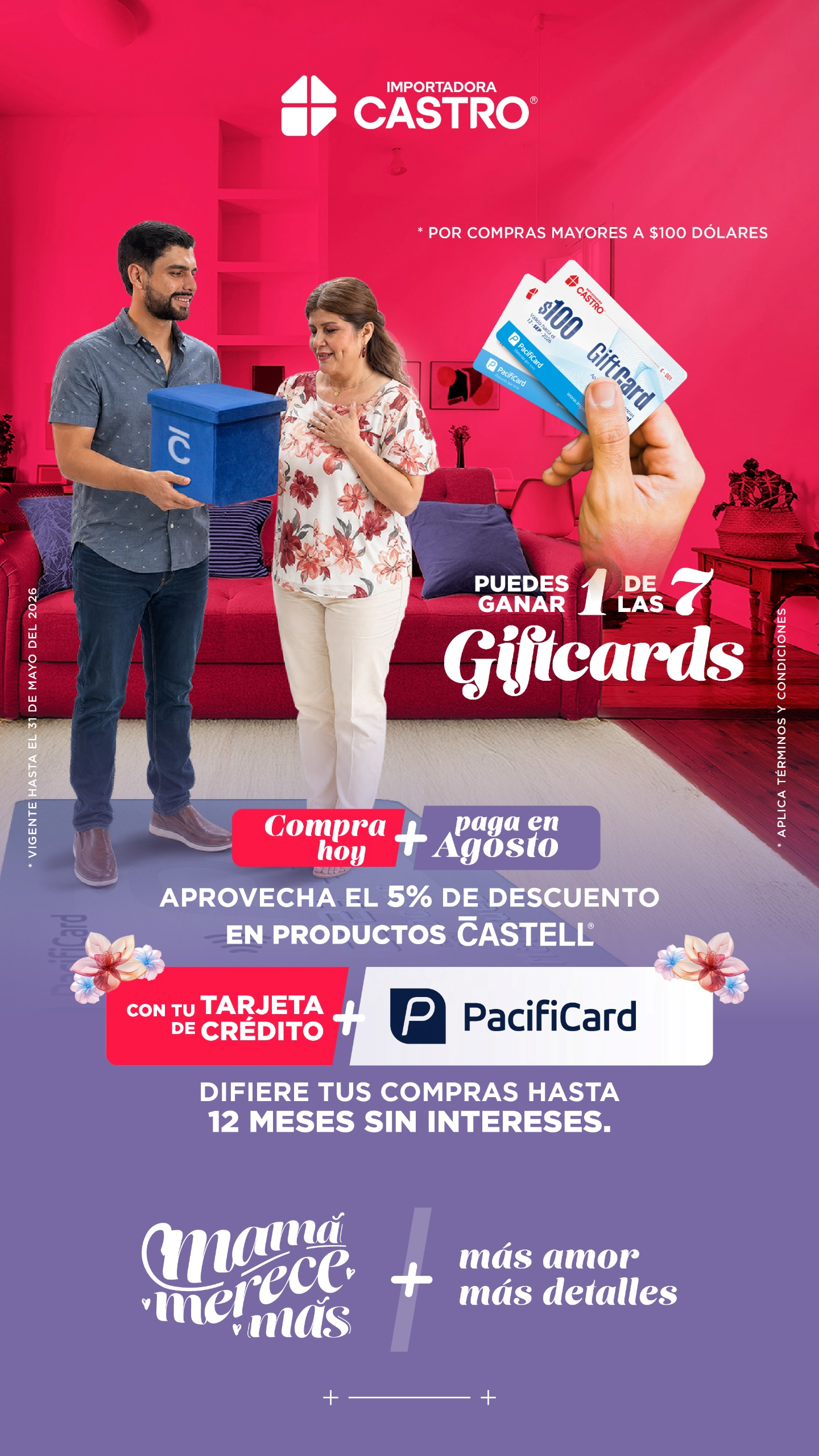 CON IMPORTADORA CASTRO Y PACIFICARD GANA GIFTCARDS