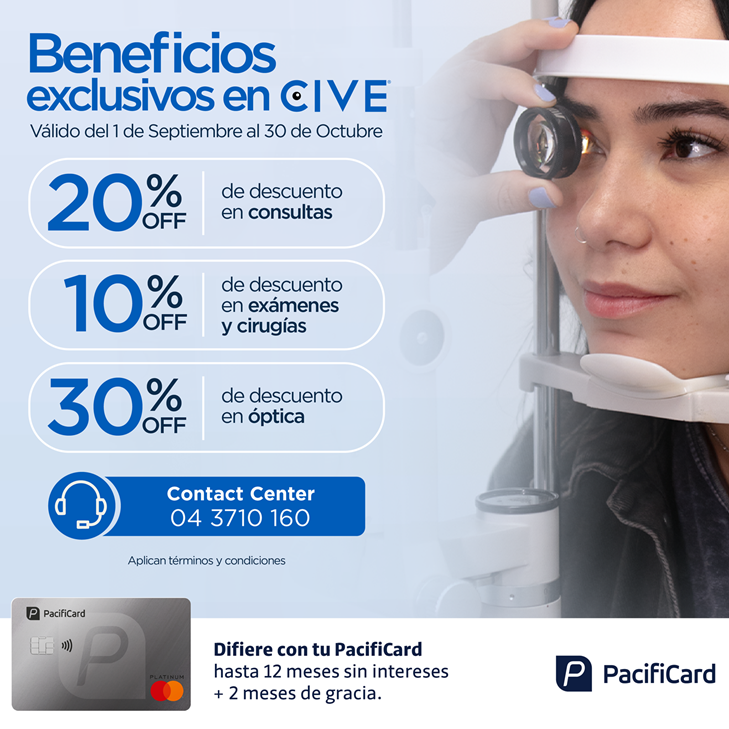 Consultas oftalmológicas en descuento en CIVE con PacifiCard
