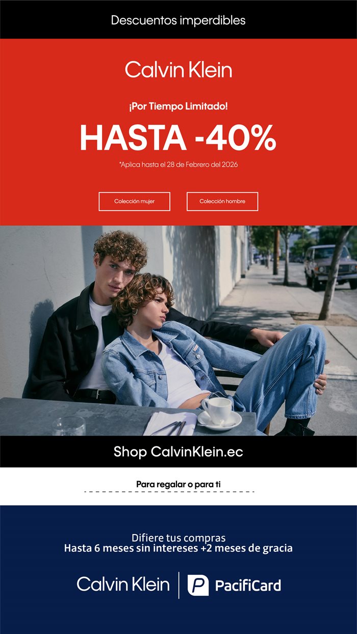 En Calvin Klein recibe hasta -40% por tiempo limitado