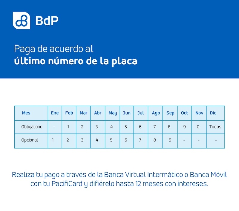 Fechas Pago Matricula Vehicular